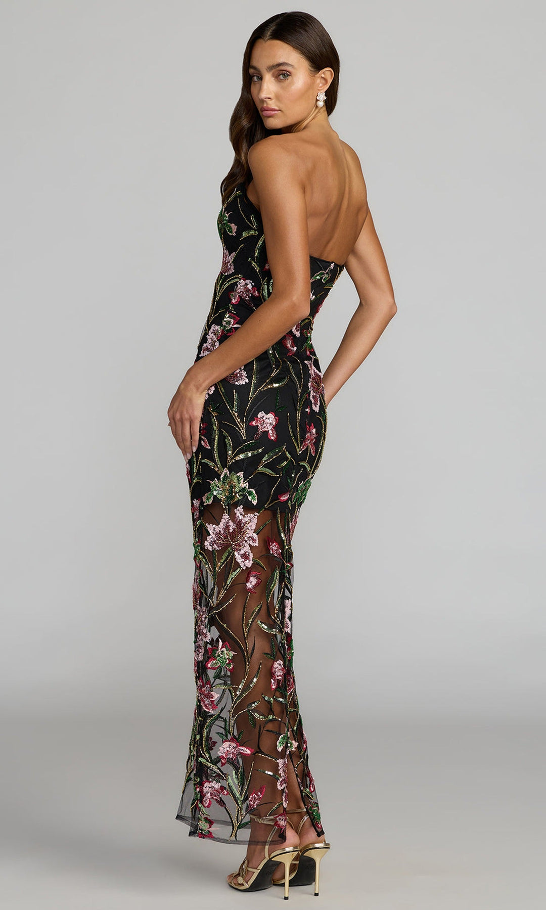 Mac Duggal 27814 - Floral Embroidered Illusion Skirt Long Dress