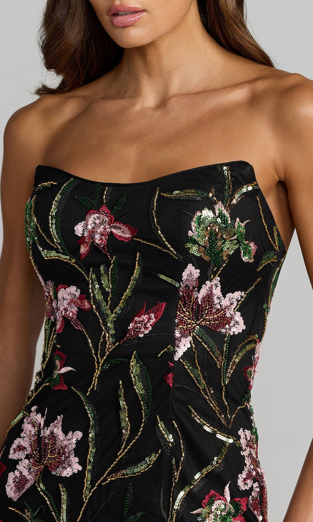 Mac Duggal 27814 - Floral Embroidered Illusion Skirt Long Dress
