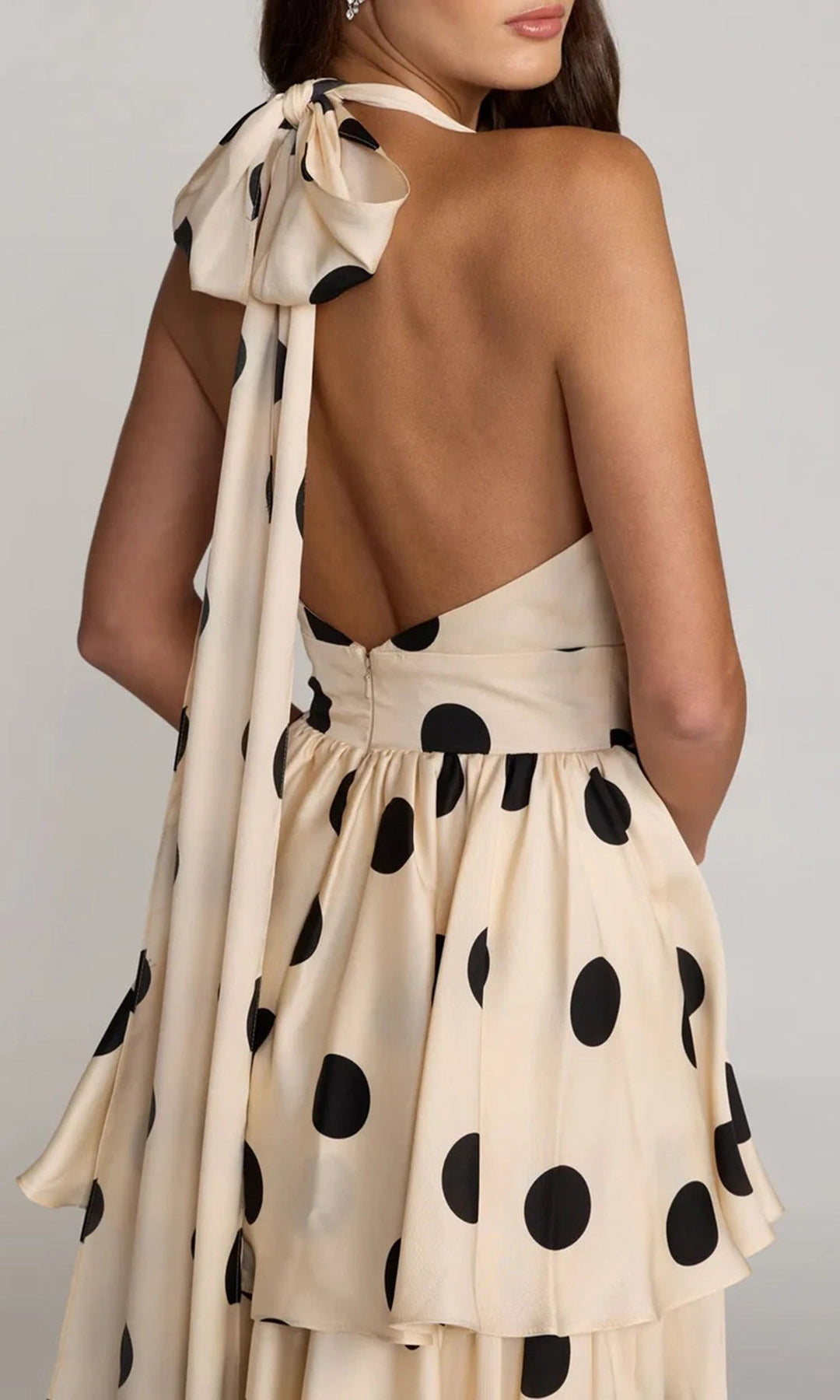 Mac Duggal 27833 - Polka Dot Plunging Halter Tiered Maxi Dress