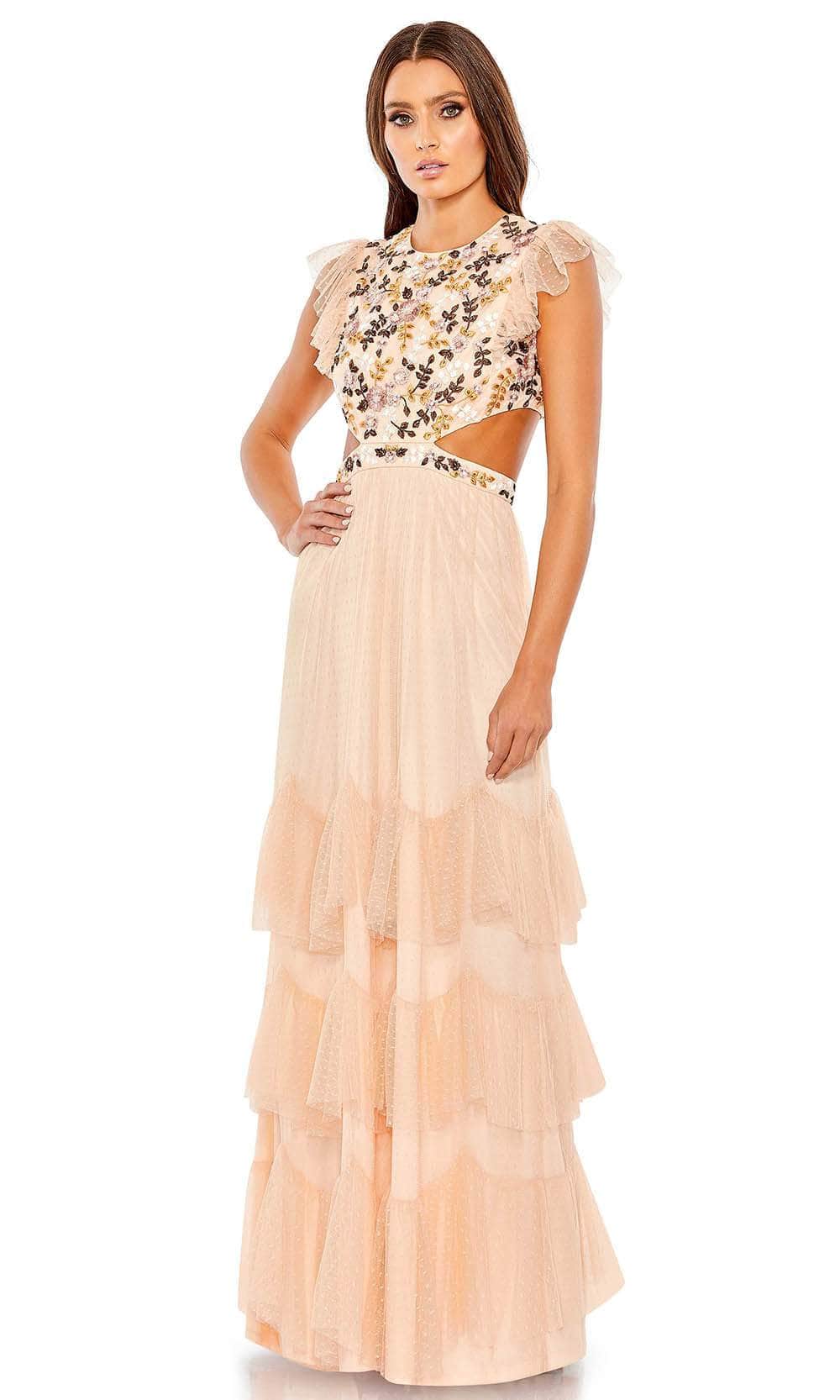 Mac Duggal 35106 - Sleeveless Tulle Formal Gown Special Occasion Dress 0 / Apricot