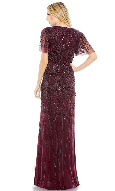 Mac Duggal 35109 - V-Neck Sequined Formal Gown In Red