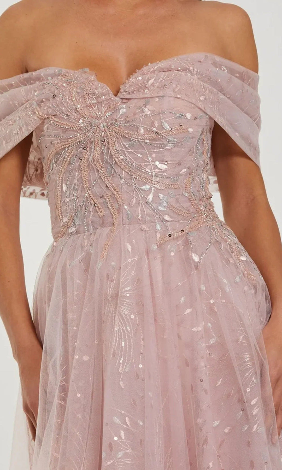 Mac Duggal 37083 - A-Line Embroidered Tulle Evening Gown