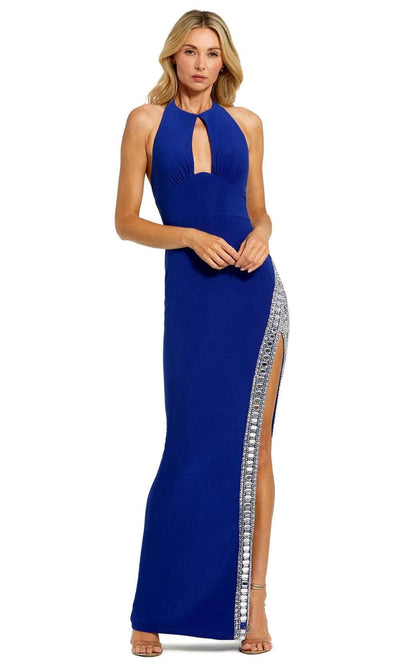 Mac Duggal 42053 - Embellished Slit Evening Gown Prom Dresses 0 / Cobalt