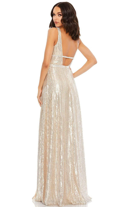 Mac Duggal - 49012 Sequined High Slit A-Line Dress Evening Dresses