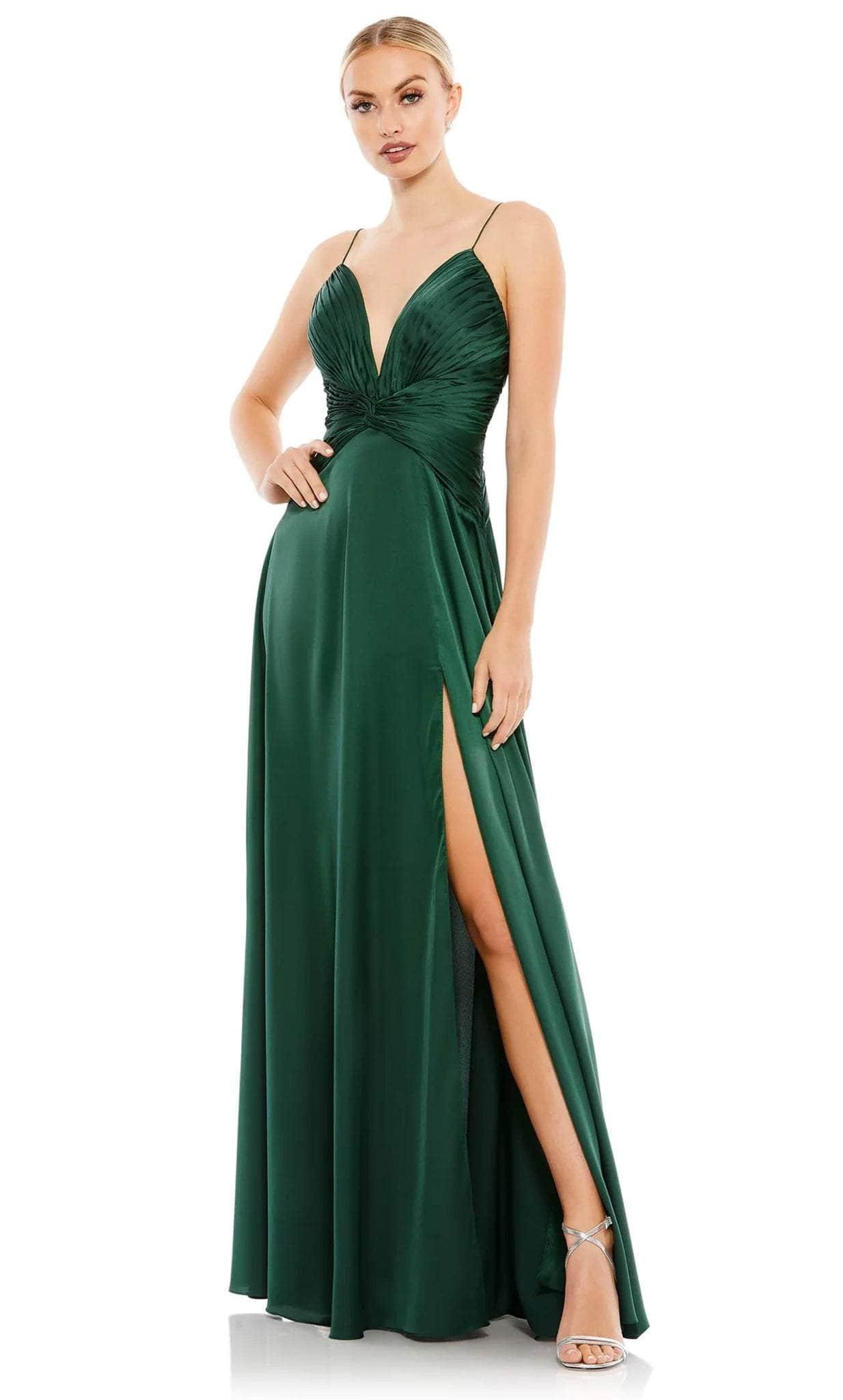 Mac Duggal 49085 - Twist Front Evening Gown Special Occasion Dress 0 / Emerald