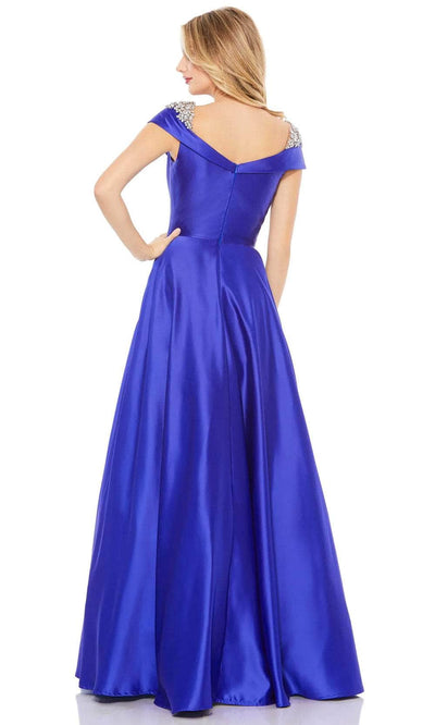 Mac Duggal 49239 - Satin V Neck A-Line Gown Prom Dresses