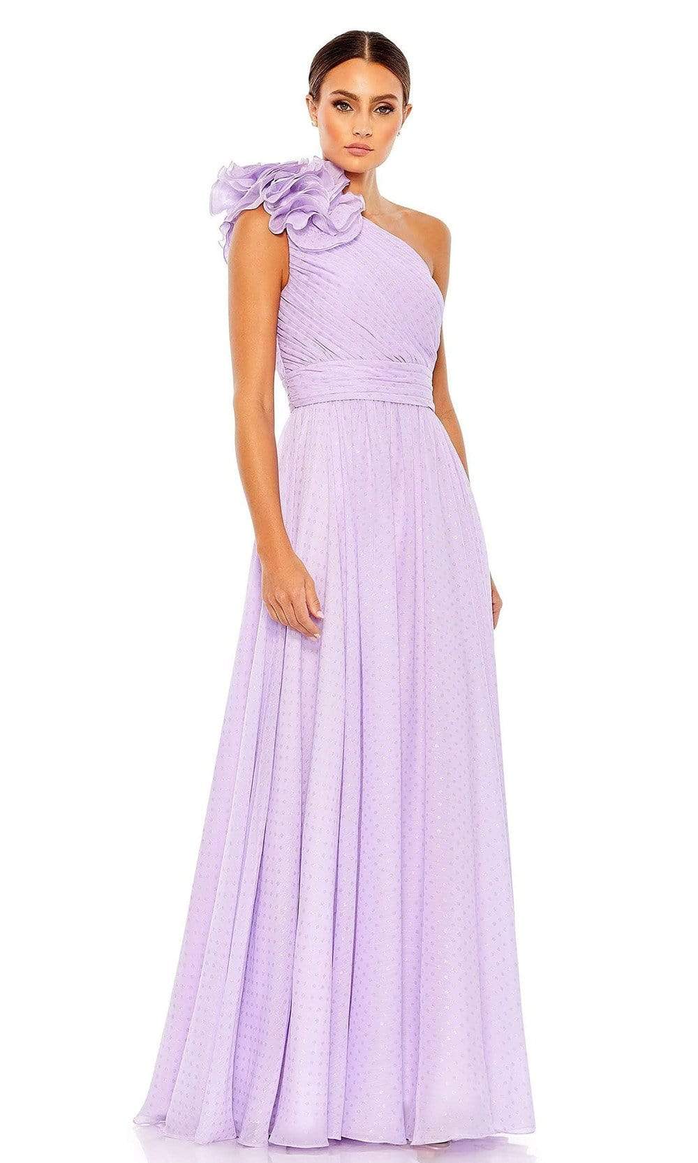 Mac Duggal - 49536 Floral Applique One Shoulder Gown Special Occasion Dress 0 / Lilac
