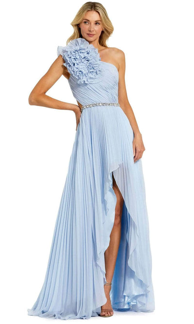Mac Duggal 49687 - Floral Detail Asymmetric Prom Gown Prom Dresses 2 / Powder Blue