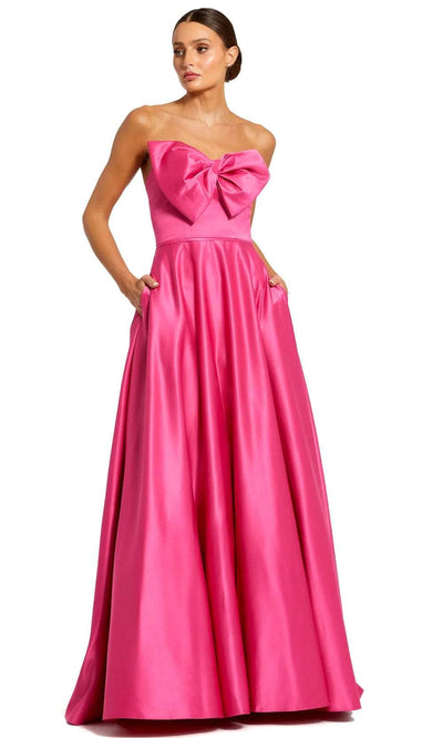 Mac Duggal 49702 - Strapless Bow Evening Gown Evening Dresses 0 / Hot Pink