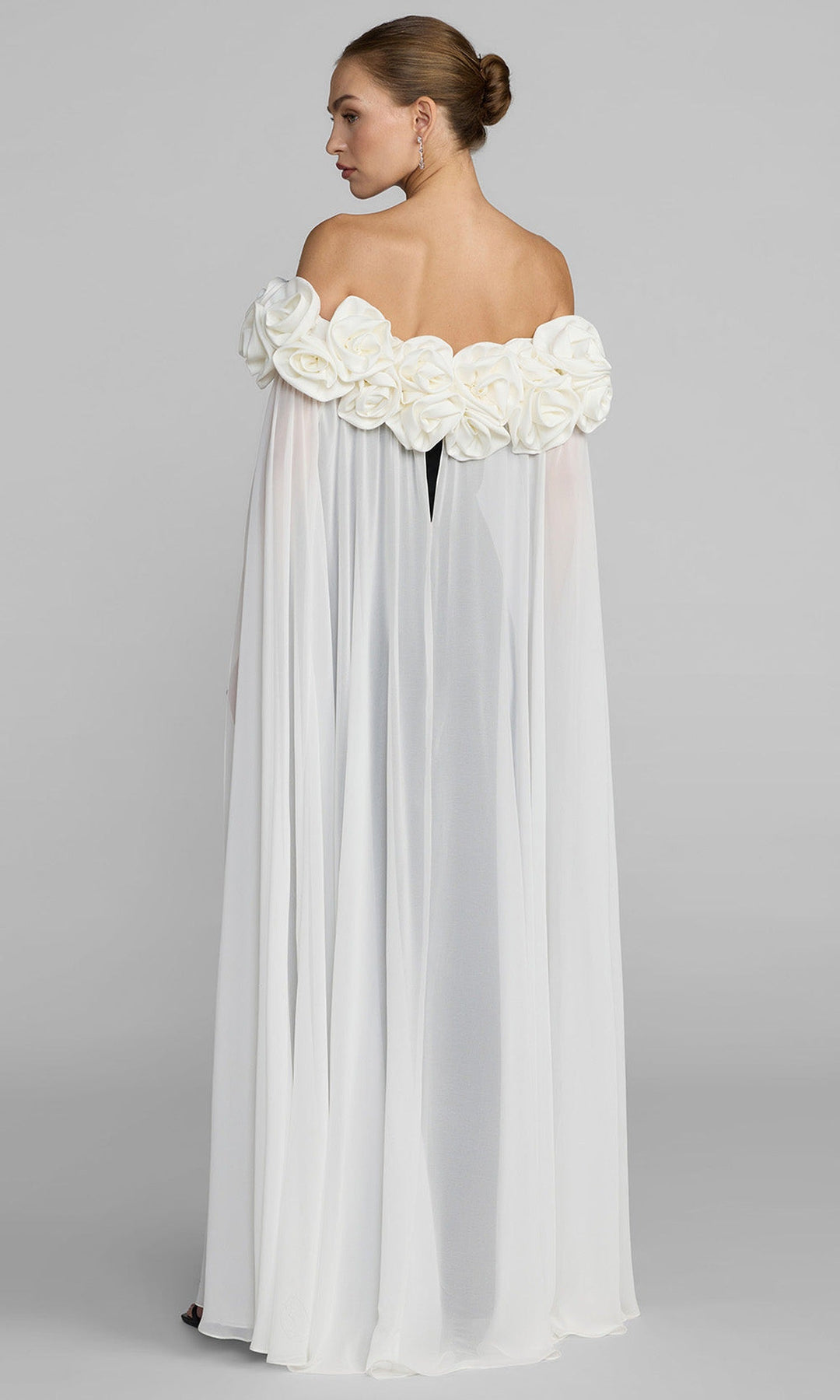 Mac Duggal 50041 - Floral Cape Sheath Prom Dress with Slit