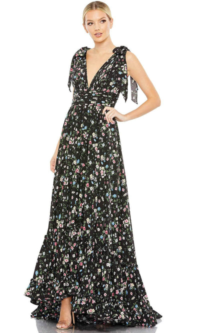 Mac Duggal 50657 - Sleeveless V-Neck A-Line Dress Special Occasion Dress 0 / Black Multi
