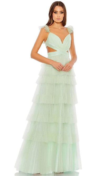 Mac Duggal 50670 - Ruffled Skirt Long Dress Evening Dresses 0 / Mint