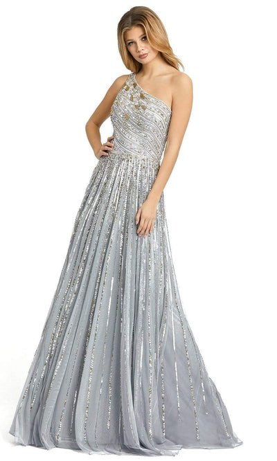 Mac Duggal - 5220 Embellished Asymmetric A-Line Gown Evening Dresses 0 / Platinum