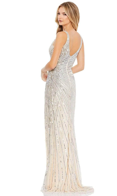 Mac Duggal - 5372 Sequined V Neck Fitted Simple Prom Dress Evening Dresses