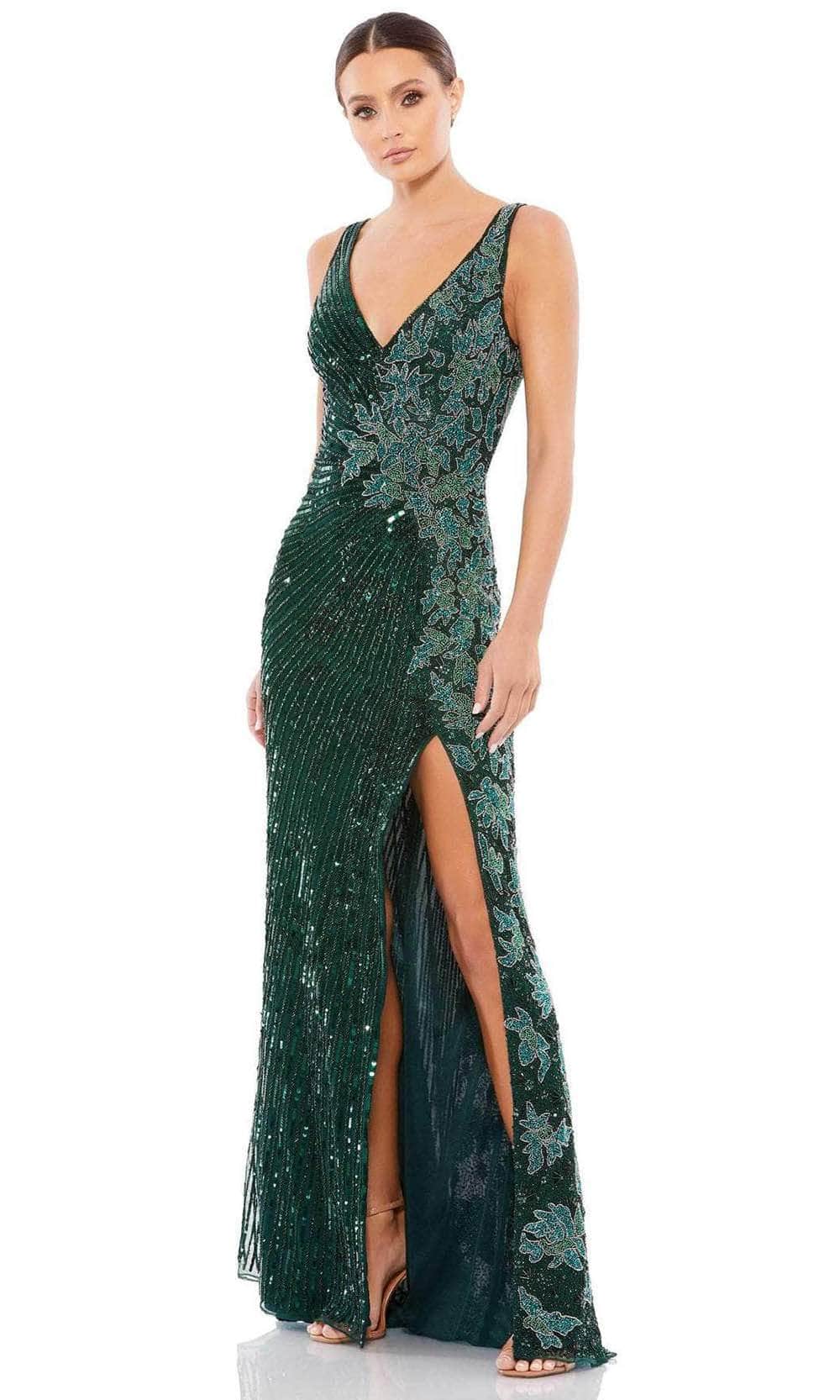 mac duggal green sequin dress Mac Duggal Beaded Cap Sleeve Ball Gown
