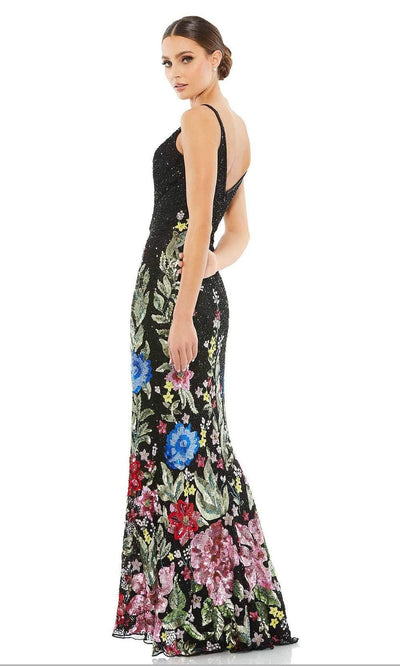 Mac Duggal - 5475 V-Neck Floral Appliqued Dress Evening Dresses