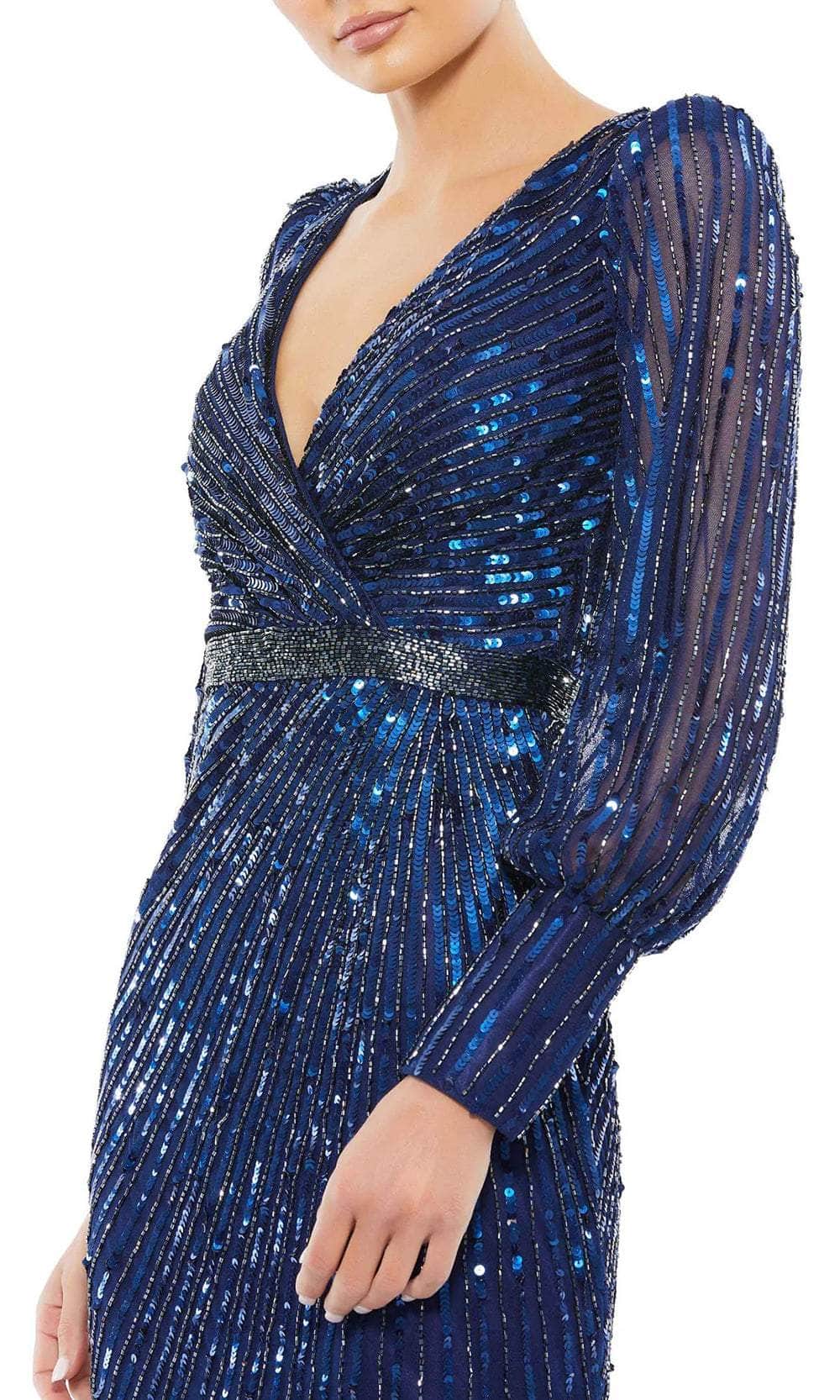 Mac Duggal Sequined Bishop Sleeve Gown - Midnight Mac Duggal Sequined Bishop Sleeve Gown - Midnight