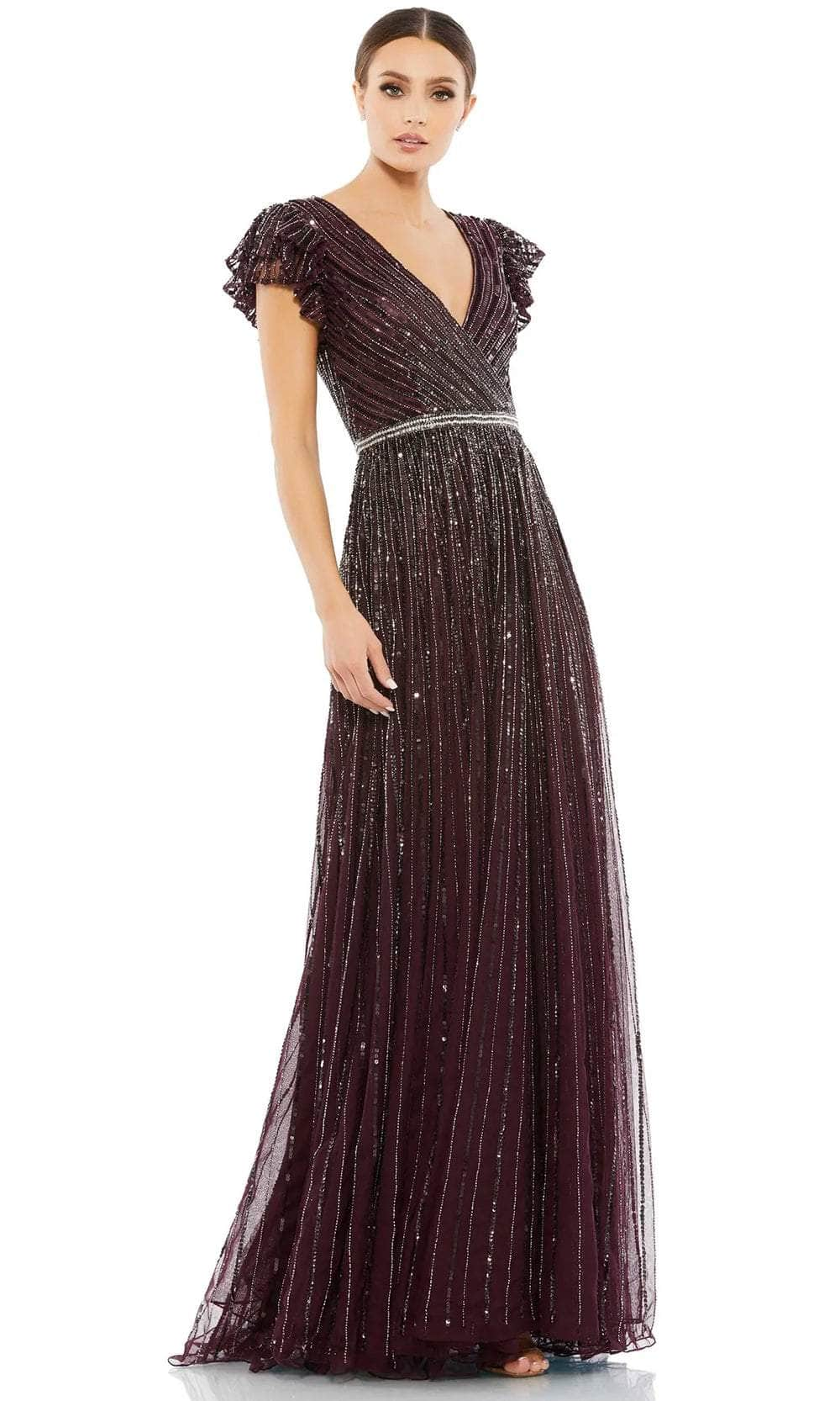 Mac Duggal 5502 - V-Neck Flutter Sleeve Evening Dress