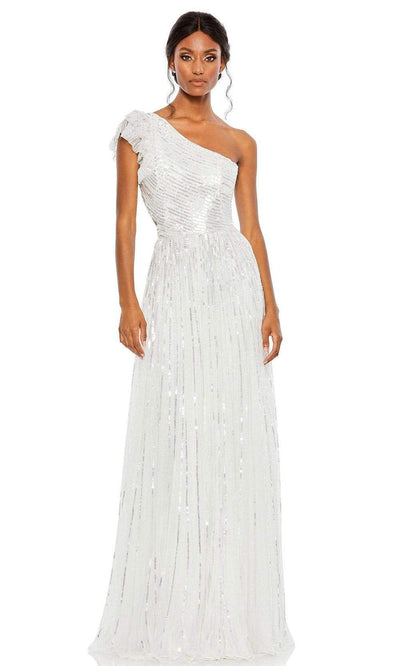 Mac Duggal - 5565 Lace Up Style Sequin Gown Special Occasion Dress 0 / White