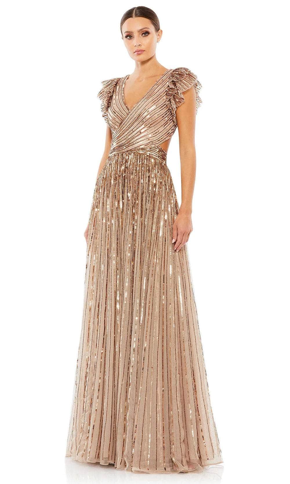 Mac Duggal 5568 - Crisscrossed Back Evening Gown Prom Dresses 0 / Copper