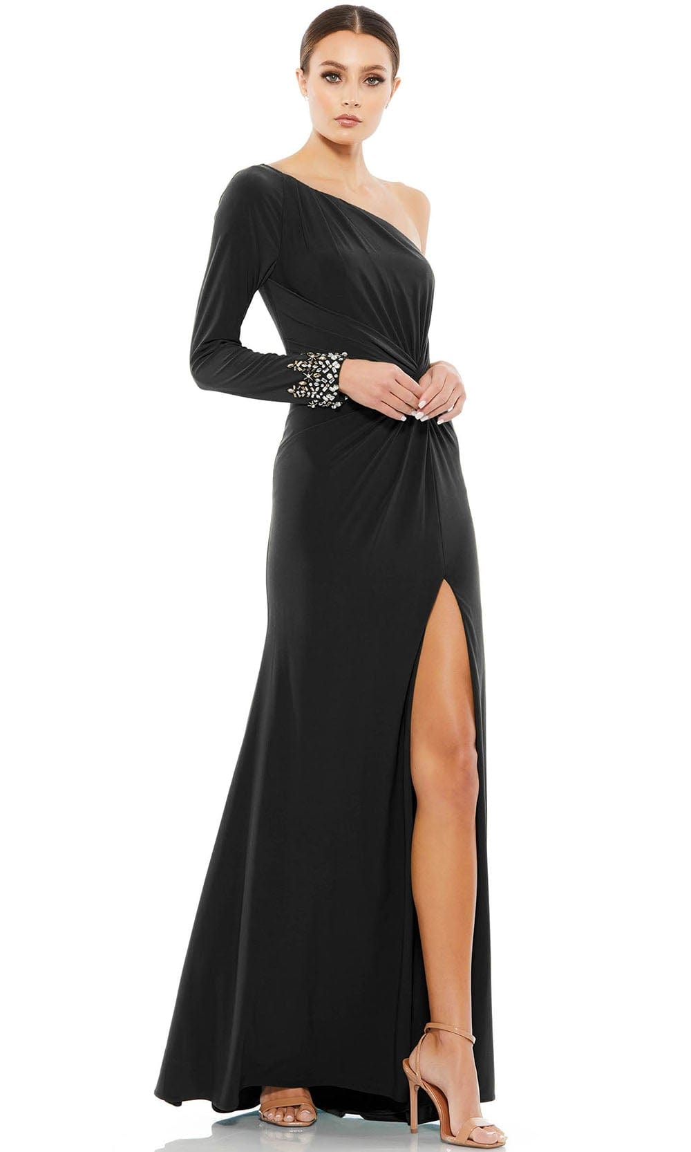 Mac Duggal 55696 - Twist Front Evening Gown | ADASA Special Occasion Dress 0 / Black