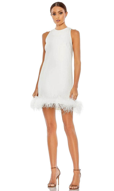 Mac Duggal 55805 - Feathered Cocktail Dress Cocktail Dresses 0 / White