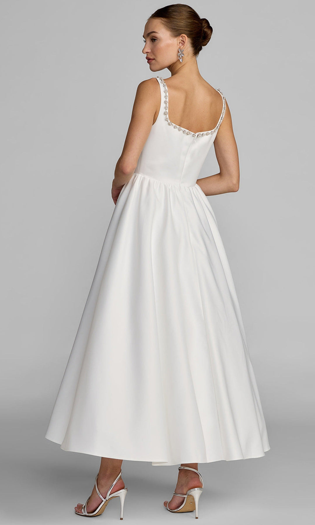 Mac Duggal 56417 - Pearl Trim Sleeveless Midi Bridal Dress