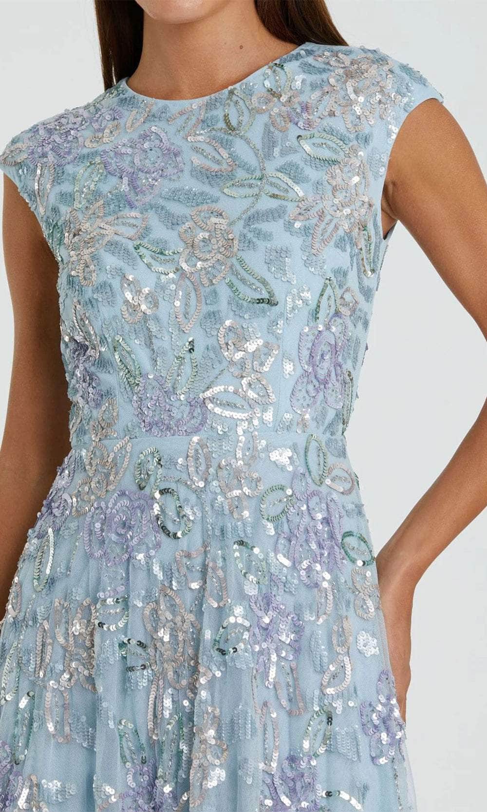 Mac Duggal Women's Evening Sequined Cap-Sleeve A-Line Gown - Ice Blue Multi