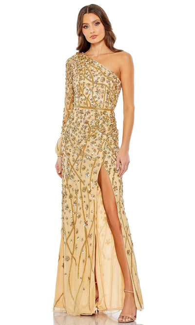 Mac Duggal 5659 - Beaded One Shoulder Evening Gown Evening Dresses 2 / Gold