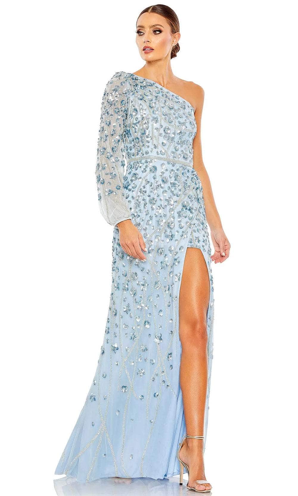 Mac Duggal 5659 - Beaded One Shoulder Evening Gown Evening Dresses 2 / Ice Blue
