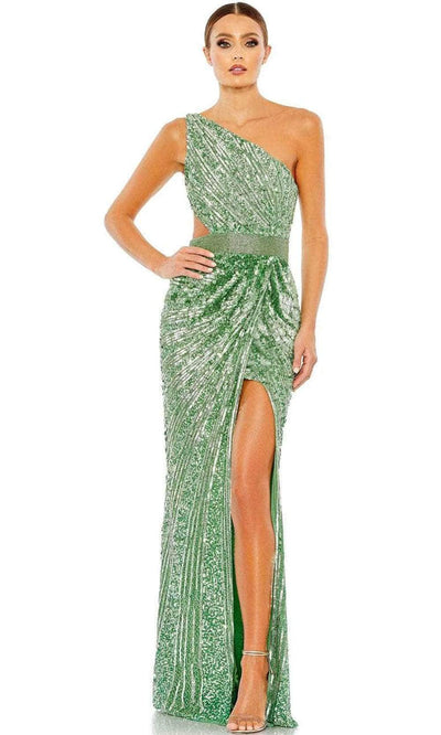 Mac Duggal 5687 - One Sleeve Asymmetrical Long Gown Special Occasion Dress 2 / Sage