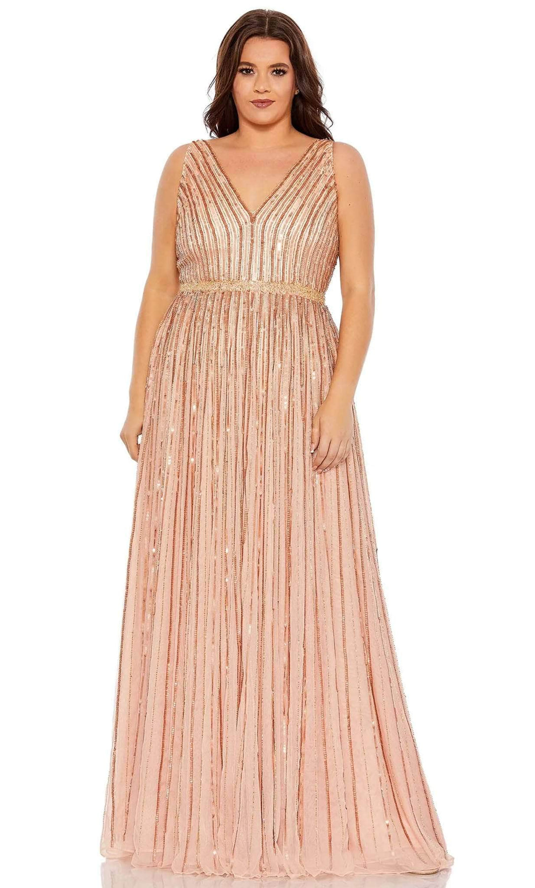 Mac Duggal 5755 - Long Embellished Mesh Fabric A-Line Dress ...