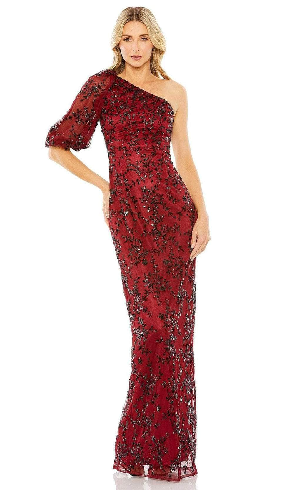 Mac Duggal 5912 - Asymmetrical Puff Sleeve Evening Dress Evening Dresses 2 / Midnight