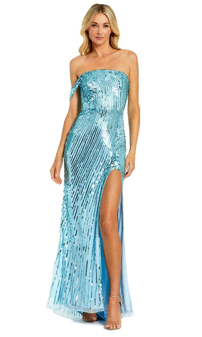 Mac Duggal 6072 - Sequin Evening Gown with Slit Evening Dresses 0 / Aqua