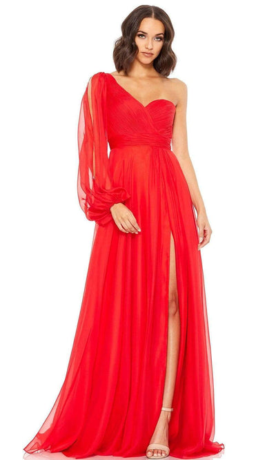 Mac Duggal - 67810 Asymmetric Bishop A-Line Dress Prom Dresses 0 / RED