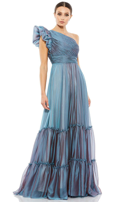 Mac Duggal 67878 - Ruffled Cap Sleeve Evening Gown Special Occasion Dress 0 / Fusion Blue