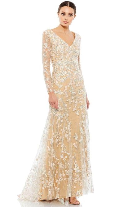 Mac Duggal 67892 - Floral Laced Evening Dress Special Occasion Dress 2 / Ivory/Nude
