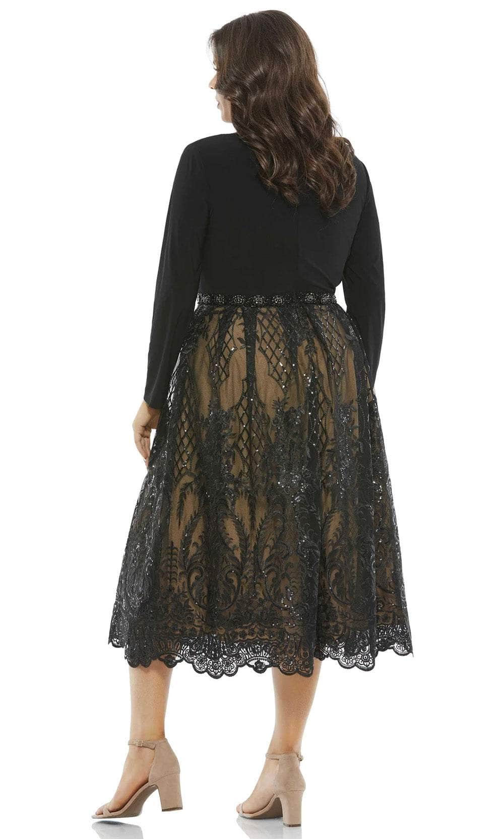 Mac Duggal 67905 - Bateau Neck Long Sleeve Knee-Length Dress Mother of the Bride Dresses