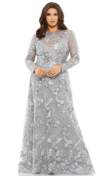 Mac Duggal 67923 - Long Sleeves Jewel Neckline Formal Dress Mother of the Bride Dresses 12W / Platinum