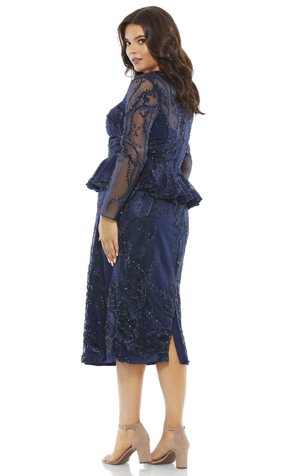 Mac Duggal 67930 - Embellished Peplum Midi Dress Wedding Guest