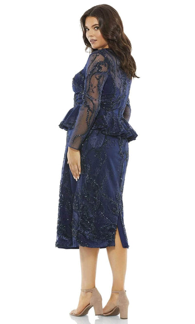 Mac Duggal 67930 - Embellished Peplum Midi Dress Wedding Guest