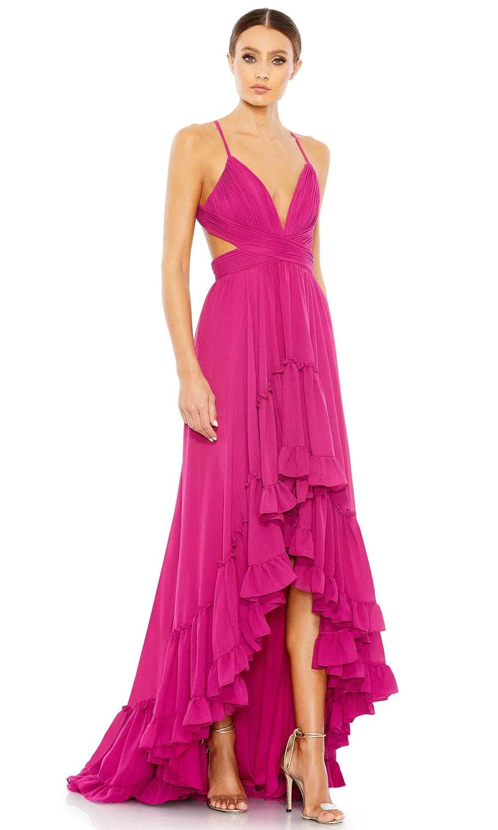 black backless dress formal Black A Line V Neck Backless Long Prom Dresses with High Slit, Backles –  Lwt Dress main image 0