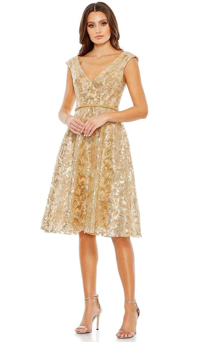 Mac Duggal 68012 - Cap Sleeved Formal Dress Cocktail Dresses 2 / Gold
