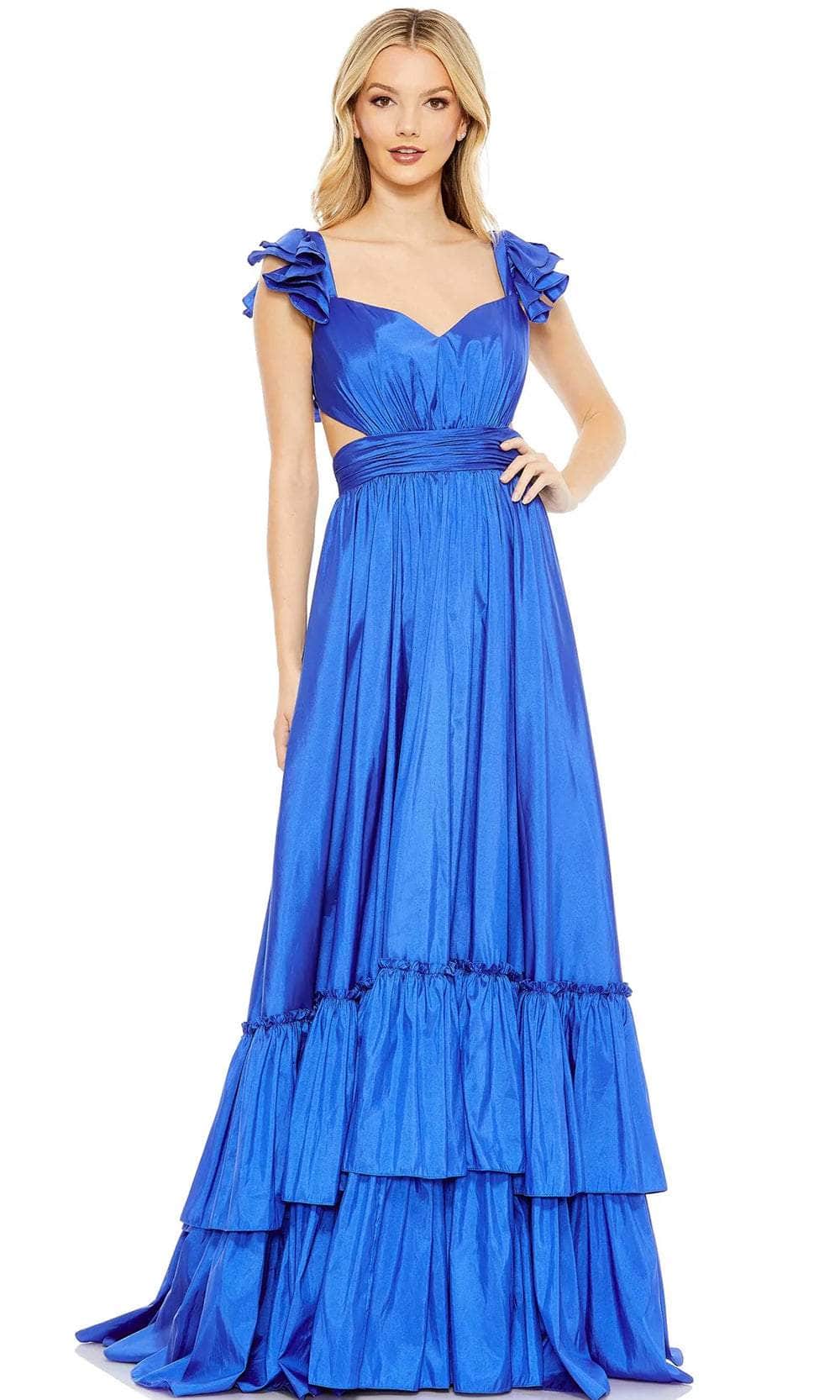 Mac Duggal 68062 - Flutter Sleeve Tiered Prom Gown Prom Dresses 0 / Cobalt