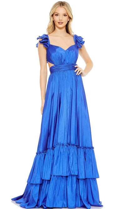 Mac Duggal 68062 - Flutter Sleeve Tiered Prom Gown Prom Dresses 0 / Cobalt