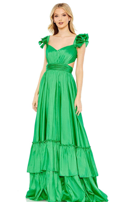 Mac Duggal 68062 - Flutter Sleeve Tiered Prom Gown Prom Dresses 0 / Lime