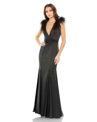 Mac Duggal 68137 - Sleeveless Low-cut V-neck Formal Dress Evening Dresses 2 / Black