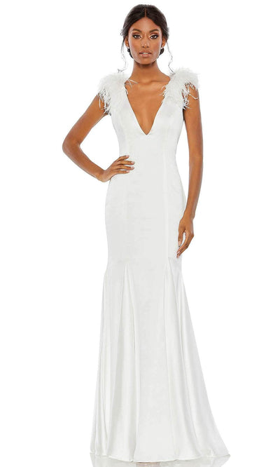 Mac Duggal 68137 - Sleeveless Low-cut V-neck Formal Dress Special Occasion Dress 2 / White