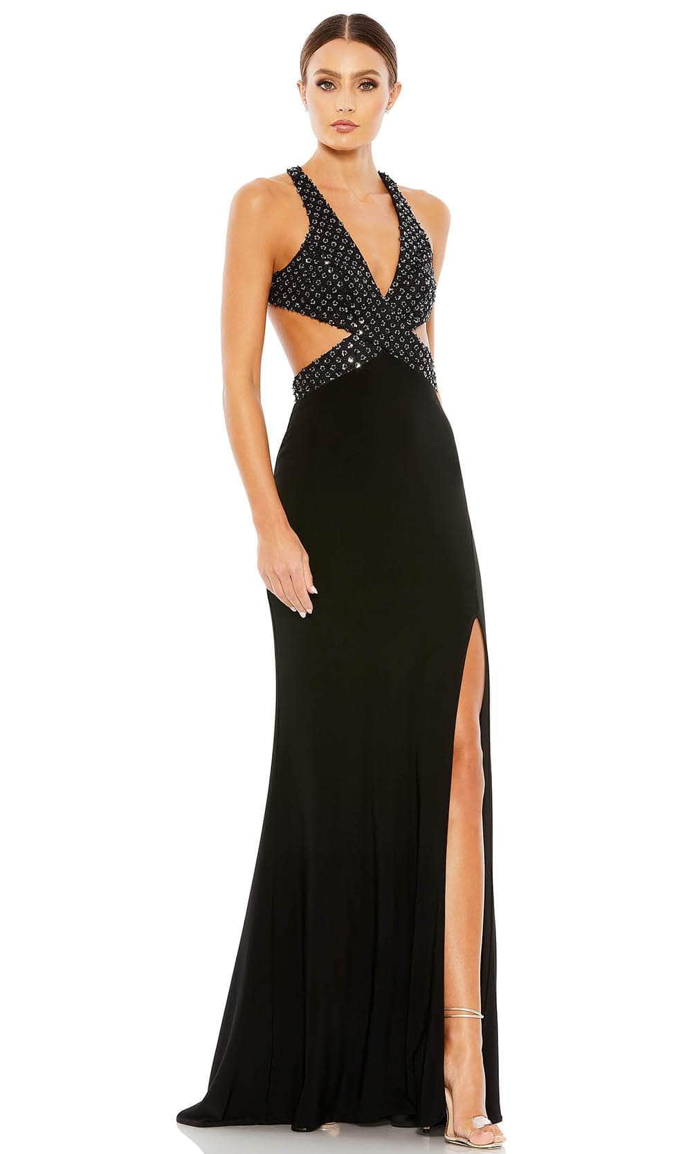 Mac Duggal 68166 - Sequined Plunging Neck Evening Dress Special Occasion Dress 0 / Black