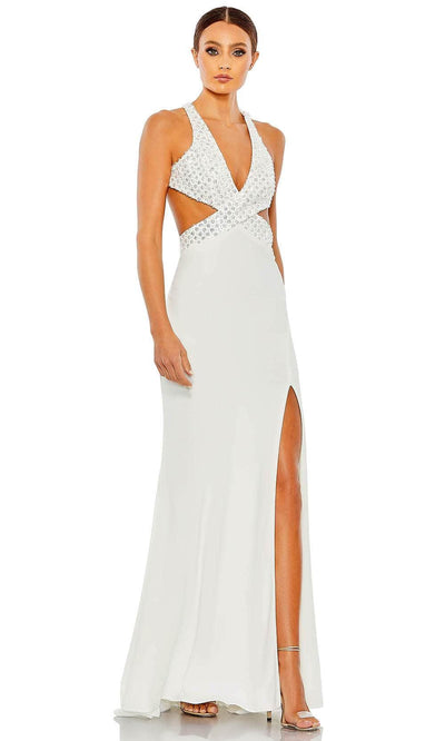 Mac Duggal 68166 - Sequined Plunging Neck Evening Dress Special Occasion Dress 0 / White